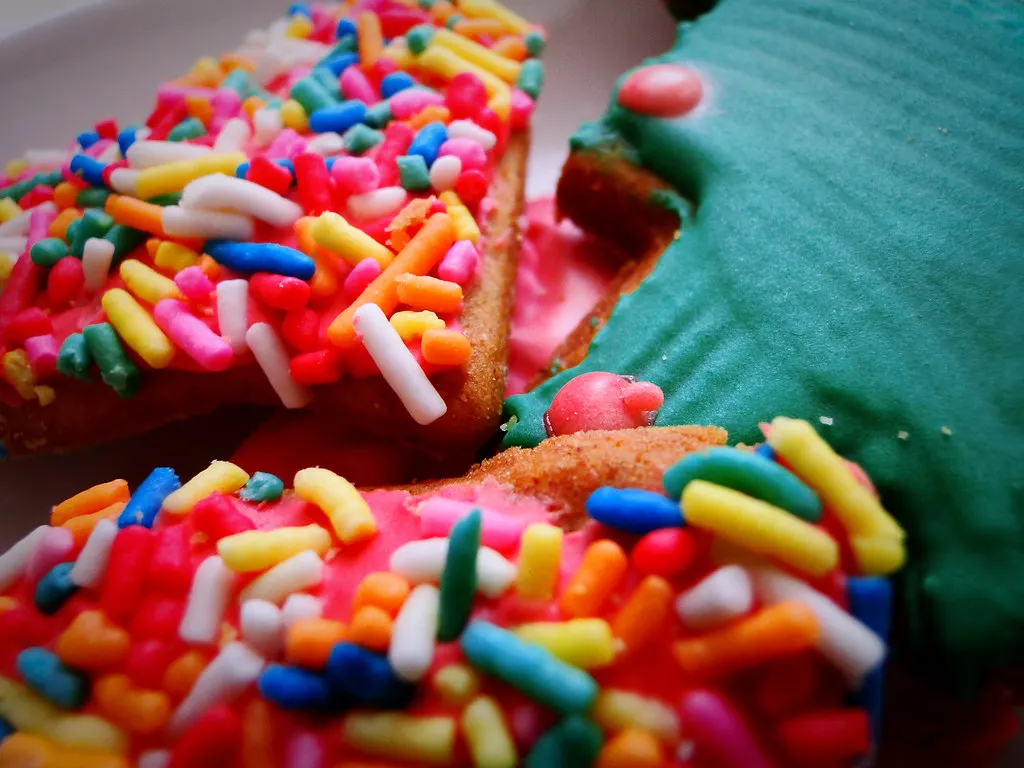 A cookie topped with sprinkles
