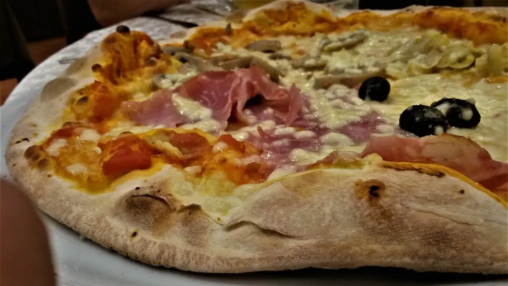 A freshly baked stone-baked pizza
